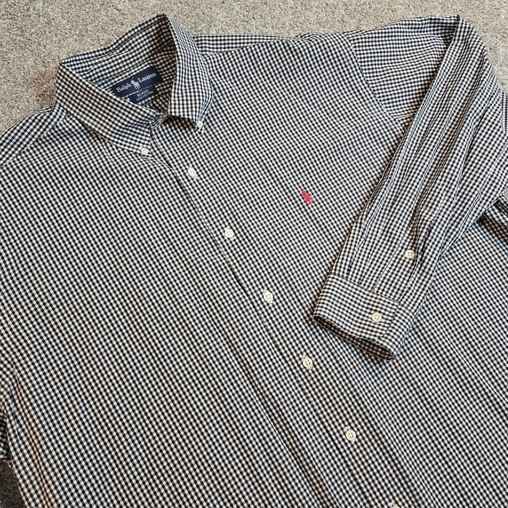 Polo Ralph Lauren Blake Fit‎ Black White Check Button Down Men's Size 2XL